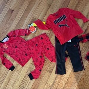 Magnetic Me pajama football, Fleece Red Black, Puma set boys 12 18 24 months boy